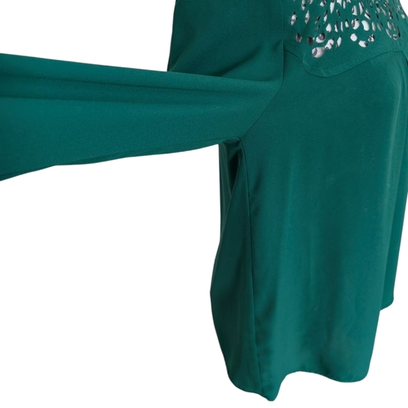 HD in Paris Anthropologie Dara Blouse Laser Cut Relaxed Fit Kelly Green Women 6 - Picture 6 of 13
